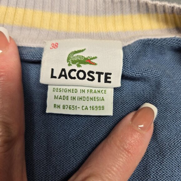 🐊 Lacoste Blue V-Neck Button Cardigan | Size 38 (Small) - Picture 5 of 16